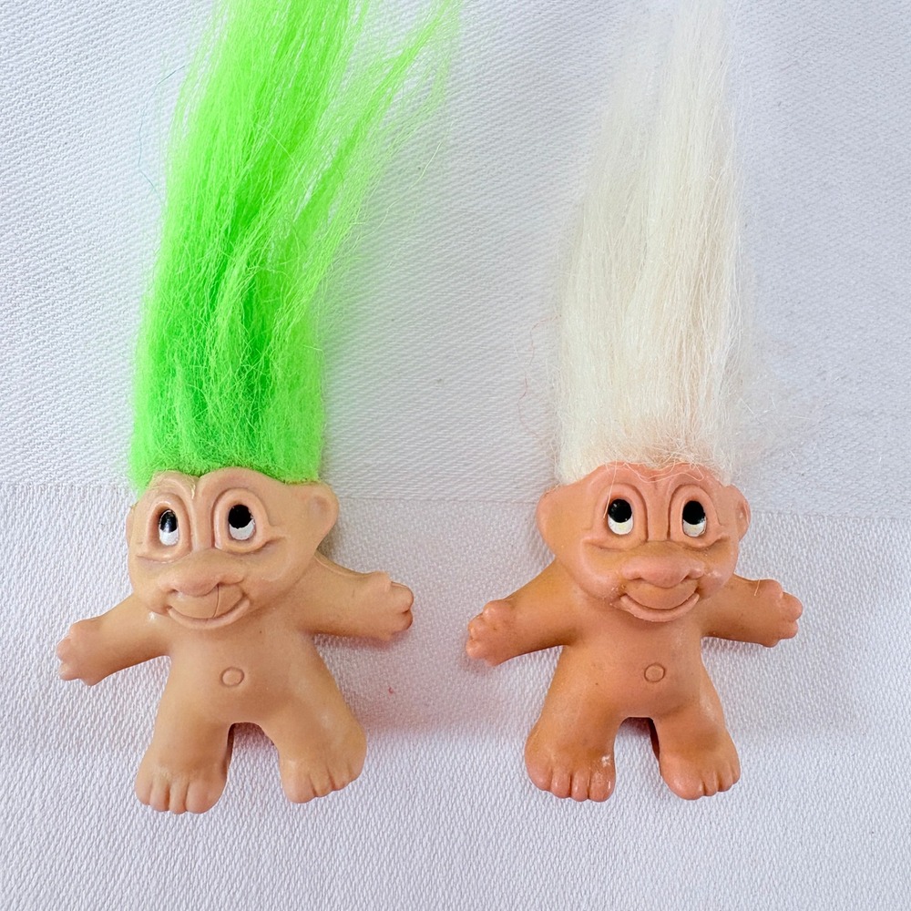 Vintage 1989 DAM Troll Doll Vinyl Figures Set of 2 Pencil / Cake Topper